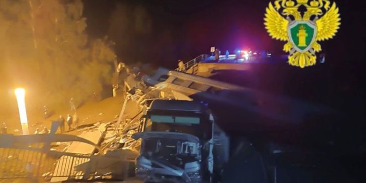 Bridge collapses onto passenger train in western Russia, killing at least 7